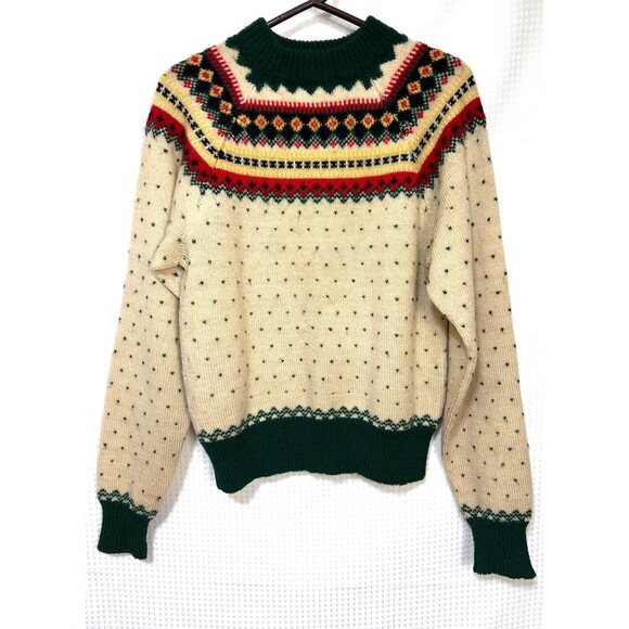 Vintage Paul Mage Handmade Wool Women’s size M Sweater Fair Isle Denmark y - Picture 1 of 12